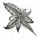 feather combained infinity symbol, one side feather surrounded by birds tattoo design idea