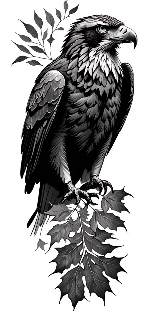 Eagle bright fall leaves tattoo design idea