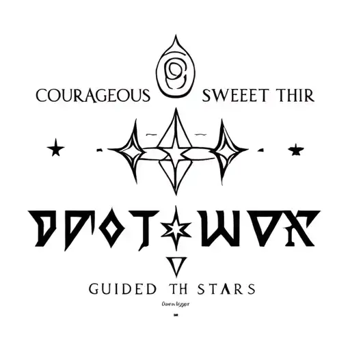 Courageous sweet lighter guided by the stars Celtic Futhark Wicca tattoo design idea