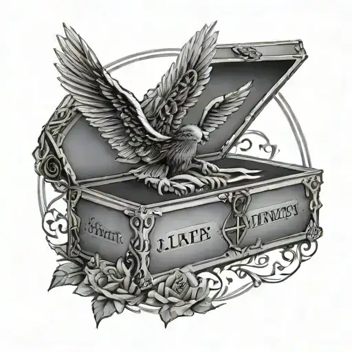 sleep token coffin with the words "we'd rather be six feet under than be lonely" tattoo design idea