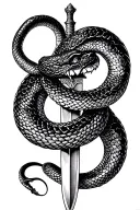 Snake circled on a dagger tattoo design idea
