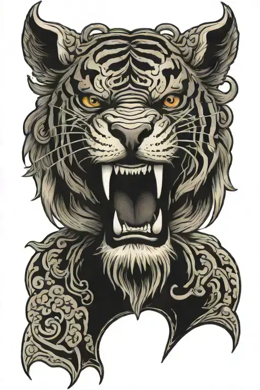 tibetan tiger head tattoo design idea