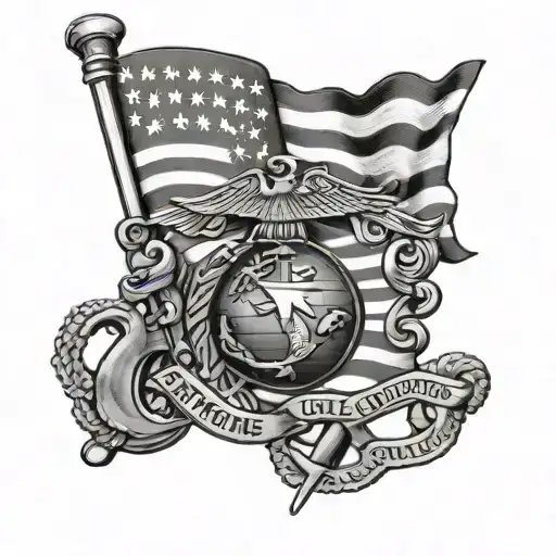 marine Corps  us flag tattoo design idea