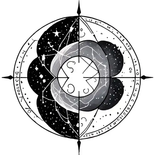 Virgo and Aries constellation intertwined tattoo design idea