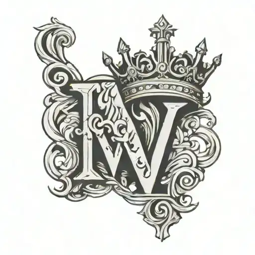 Letter M with crown above it tattoo design idea