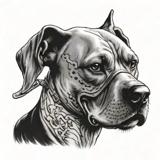 pitbull in jason vorhees mask tattoo design idea
