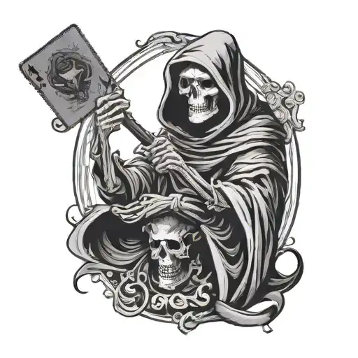 Grim Reaper Playing Cards tattoo design idea