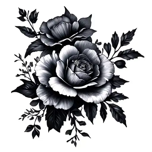 Gothic florals tattoo design idea