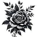 Gothic florals tattoo design idea