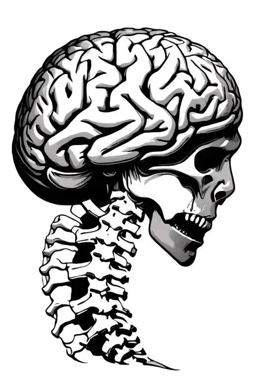 Brain nervous system spine tattoo design idea