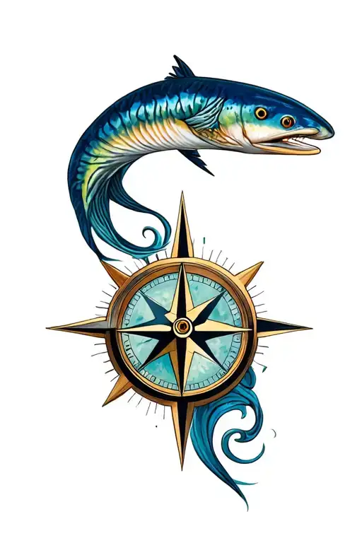 gar 15inside a compass surrounded tattoo design idea