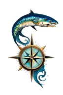 gar 15inside a compass surrounded tattoo design idea