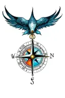 gar 15inside a compass surrounded tattoo design idea