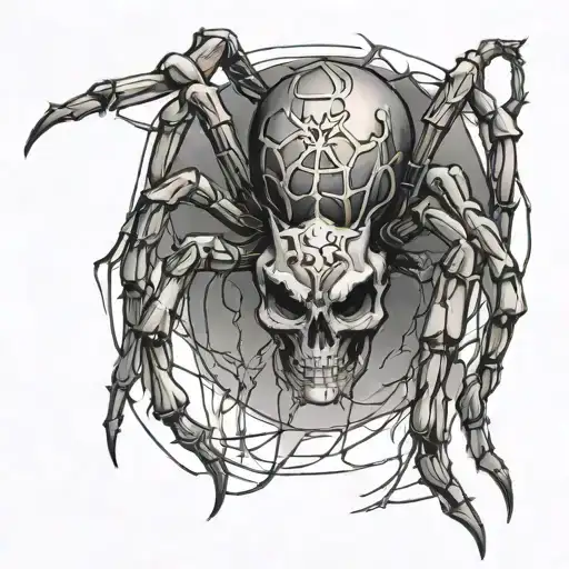 spider with skull shaped body tattoo design idea