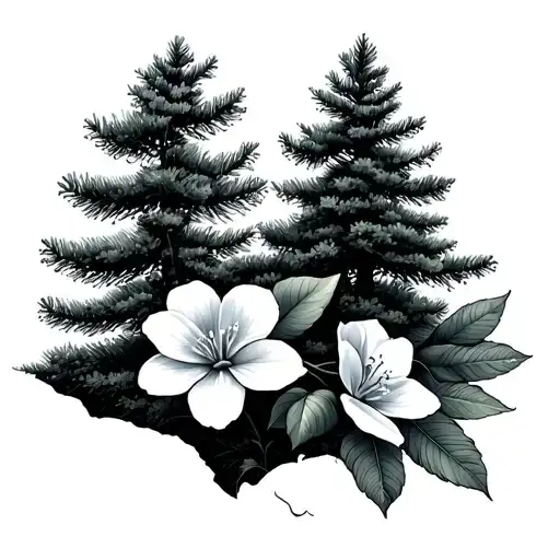 North Carolina ocean, dogwood flowers, pine trees, cardinal tattoo design idea
