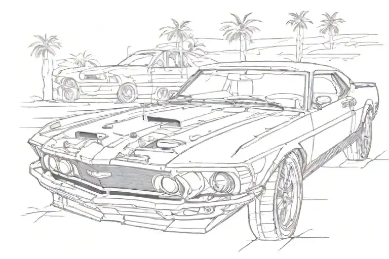 1969 ford mustang grande tattoo design idea