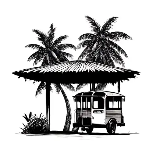 Here are five tattoo design ideas incorporating Fort Kochi and the Bangalore bus ‘342 F’: 	1.	Bus Stop Under a Coconut T tattoo design idea