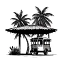 Here are five tattoo design ideas incorporating Fort Kochi and the Bangalore bus ‘342 F’: 	1.	Bus Stop Under a Coconut T tattoo design idea