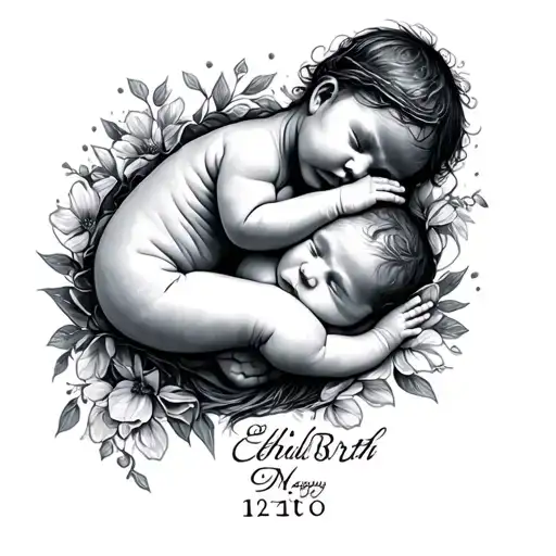 Child Birth Date tattoo design idea