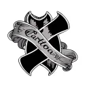 Cross with two scrolls at the top and two at the bottom On the top first scroll it will say Carlton On the top 2nd scr tattoo design idea