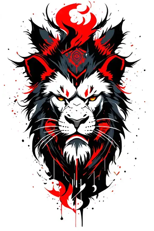 lion samurai warrior tattoo design idea