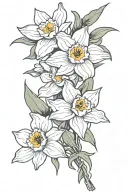 narcissus and holly bouquet  tattoo design idea