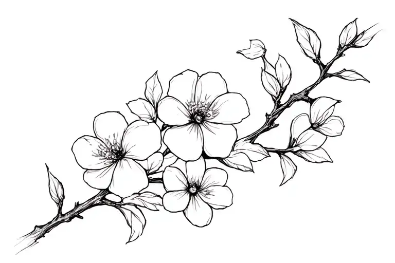 dogwood flowers and branches tattoo design idea