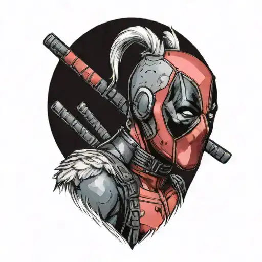 deadpool wearing a unicorn costume inspired by Marvel tattoo design idea