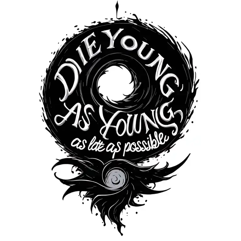 "DIE YOUNG as late as possible" Enso tattoo design idea