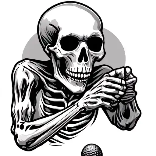 skeleton golfing tattoo design idea