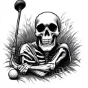skeleton golfing tattoo design idea