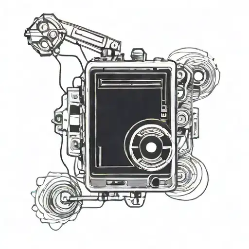 walkman 80's style illustration tattoo design idea