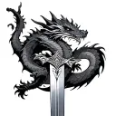 Dragon Wrapped Around Sword tattoo design idea