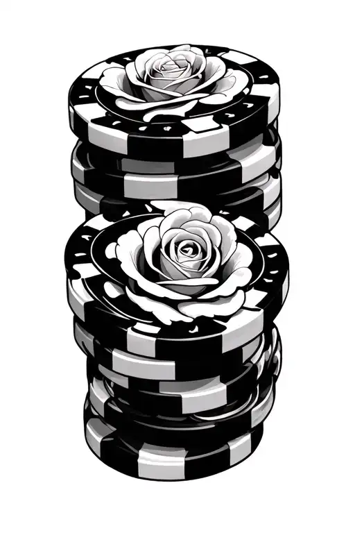 roses poker chips barbwire western tattoo design idea