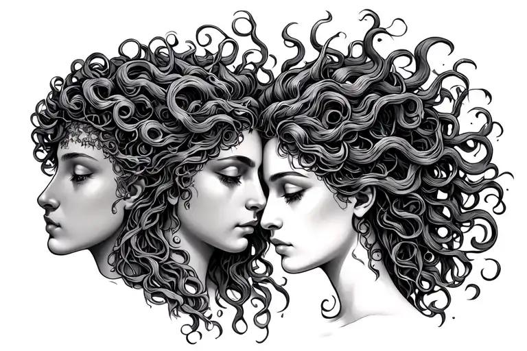 medusa greek mythology and persephone greek goddess minding together to form one person  tattoo design idea