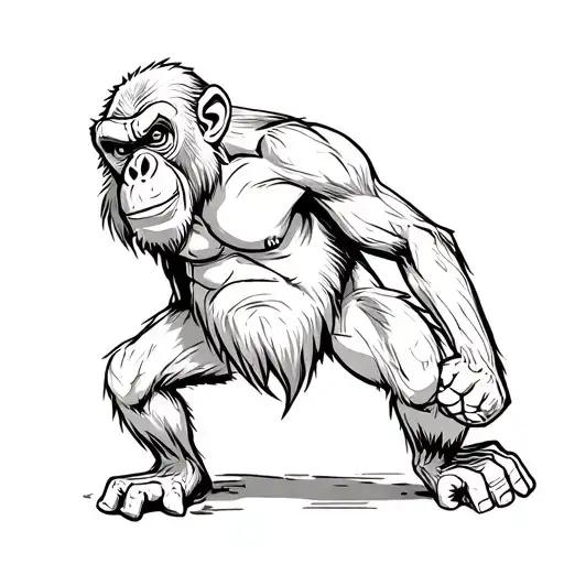 angry monkey with fists drilled into the ground chimp tattoo design idea