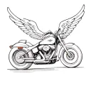 front of softtail Harley Davidson motorcycle with angel wings  tattoo design idea