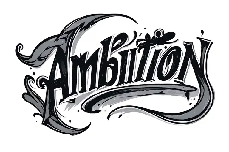 ambition lettering tattoo design idea