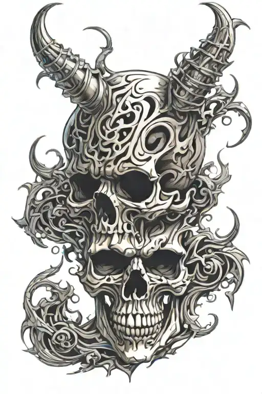skull demon tattoo design idea