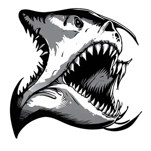 shark jaw elbow tattoo design idea