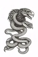 snake strangles crow tattoo design idea