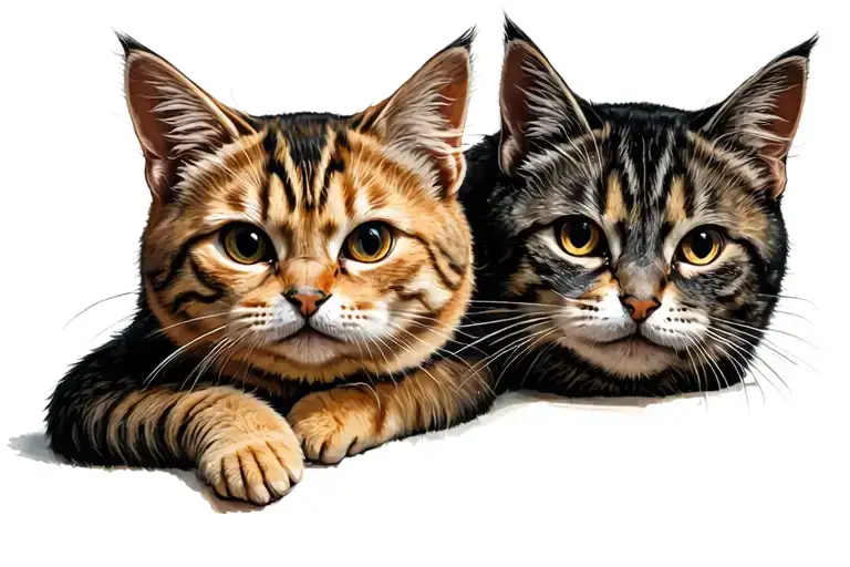 cute cat but with an evil shadow tattoo design idea