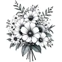 may july birth flower bouquet tattoo design idea