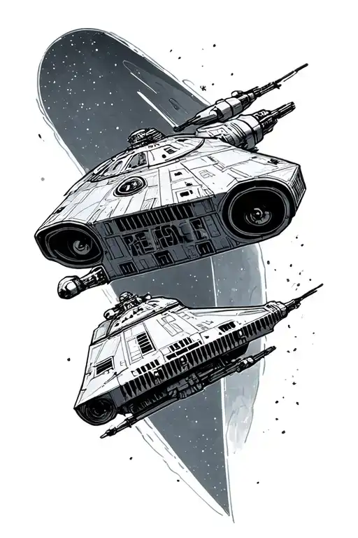 Star Wars ship flying tattoo design idea
