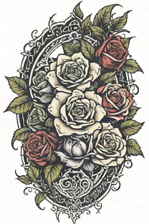 gothic roses surrounding tattoo design idea