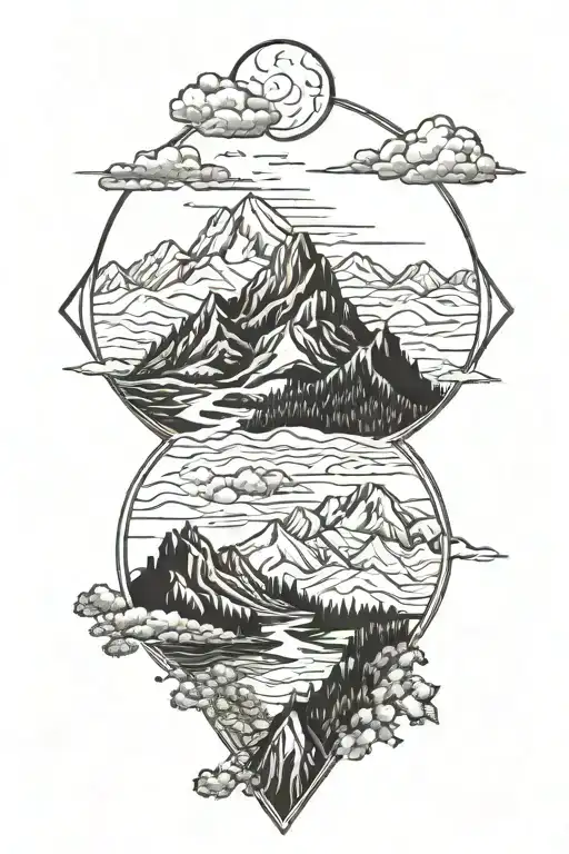 mountains nature a person searching for his path Through the silence tattoo design idea