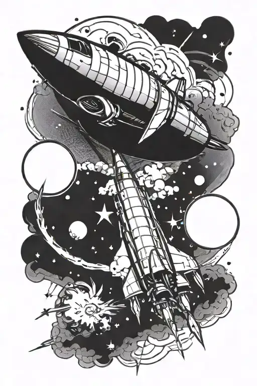 big and rocket tattoo design idea