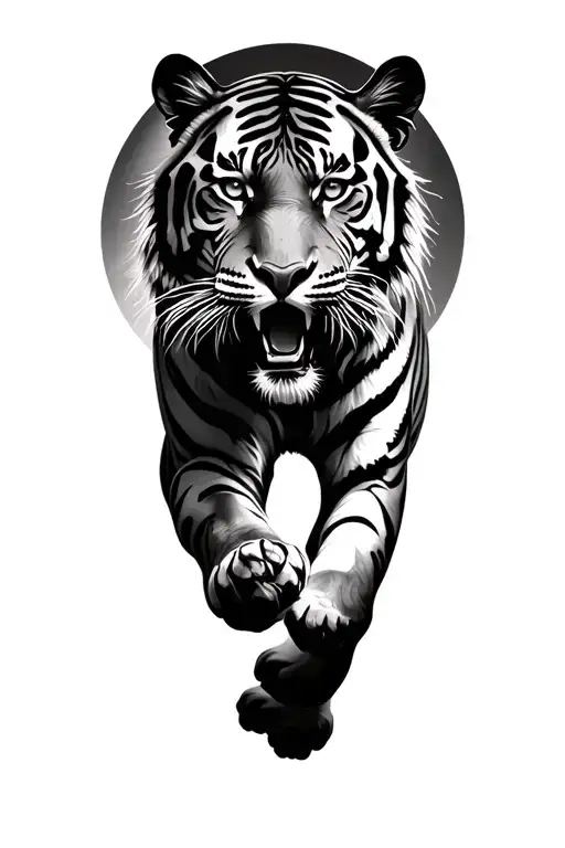 tiger running around a circle tattoo tattoo design idea