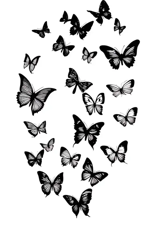 trail of butterflies on thigh to back tattoo tattoo design idea