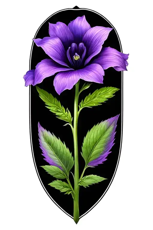 gothic black nightshade flower with purple on the petals tattoo design idea